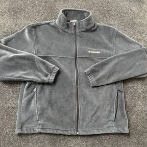 Columbia Fleece Jacket Mens XL Gray Full Zip Outdoor Lightweight Warm Casual